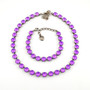 Electric Violet | Antique Silver | 8.5mm Crystal Jewelry Necklace & Bracelet