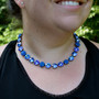 Antique Silver | Blue Crush | 12mm Crystal Necklace 3/4 Length