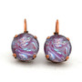 Antique Copper | Purple Marble | 12mm Drop Earrings