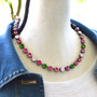 Antique Silver | Sweet Strawberry | 8.5mm Crystal Jewelry Necklace