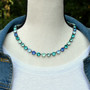 Antique Silver | Teal Temptation | 8.5mm Crystal Jewelry Necklace