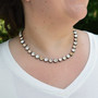 Antique Silver | Ivory Cream | 8.5mm Crystal Jewelry Necklace