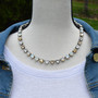 Antique Silver | Ivory Cream | 8.5mm Crystal Jewelry Necklace