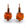Antique Copper | Dark Orange | 8.5mm Crystal Drop Earrings