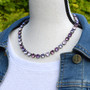 Lilac Blossom 8mm Austrian Crystal Jewelry Necklace in Antique Silver