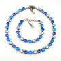 Antique Silver | Electric Sapphire | 8.5mm Crystal Jewelry Necklace & Bracelet
