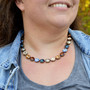 Antique Brass | Autumn Blues | 3/4 Length | 12mm Crystal Necklace Antique Brass | Autumn Blues | 3/4 Length | 12mm Crystal Necklace