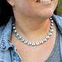 Antique Silver | Aurora Borealis | 3/4 Length | 12mm Crystal Necklace Antique Silver | Aurora Borealis | 3/4 Length | 12mm Crystal Necklace