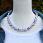 Antique Silver | Periwinkle | 3/4 Length | 12mm Crystal Necklace