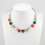 Rhodium | Merry Snowman | 1/2 Length | 12mm Crystal Necklace