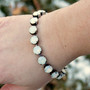 Antique Silver | White Opal | 8.5mm Crystal Bracelet