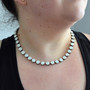 Antique Silver | White Opal | 8.5mm Crystal Necklace