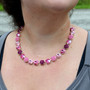 Shiny Silver | Pink Passion | 3/4 Length | 12mm Crystal Necklace