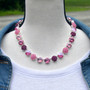 Shiny Silver | Pink Passion | 3/4 Length | 12mm Crystal Necklace