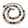 Antique Brass - Fall Blues - 8mm Crystal Necklace