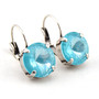 Antique Silver | Paradise Blue Lux | 12mm Crystal Earrings