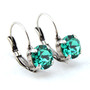 Antique Silver | Caribbean Green | 8.5mm Crystal Earrings