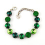 Antique Silver | Green Glow | 12mm Crystal Bracelet