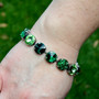 Antique Silver | Green Glow | 12mm Crystal Bracelet