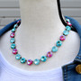 Antique Silver | Turquoise Glow | 3/4 Length | 12mm Necklace