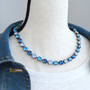 Antique Silver | Blue Spark | 8.5mm Crystal Necklace