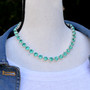 Shiny Silver | Caribbean Green | 8.5mm Crystal Jewelry Necklace