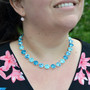 Shiny Silver | Blue Lagoon | 12mm Crystal Necklace | 3/4 Length