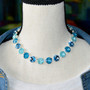 Shiny Silver | Blue Lagoon | 12mm Crystal Necklace | 3/4 Length