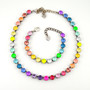 Antique Silver | Pastel Glam | 8.5mm Crystal Jewelry Necklace & Bracelet