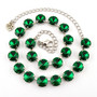 Rhodium | Majestic Green | 12mm 3/4 Length Crystal Necklace