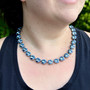 Antique Silver | Denim Blue | 3/4 Length 12mm Crystal Necklace