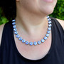 Antique Silver | Light Sapphire | 3/4 Length | 12mm Crystal Necklace
