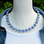 Antique Silver | Light Sapphire | 3/4 Length | 12mm Crystal Necklace