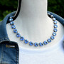 Antique Silver | Light Sapphire | 3/4 Length | 12mm Crystal Necklace