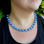 Antique Silver | Royal Blue Delite | 3/4 Length | 12mm Crystal Necklace