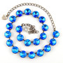 Antique Silver | Royal Blue Delite | 3/4 Length | 12mm Crystal Necklace