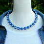 Antique Silver | Royal Blue Delite | 3/4 Length | 12mm Crystal Necklace