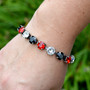 Antique Silver | Classic Black & Red | 8.5mm Crystal Bracelet