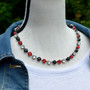 Antique Silver | Classic Black & Red | 8.5mm Crystal Necklace