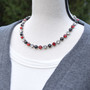 Antique Silver | Classic Black & Red | 8.5mm Crystal Necklace