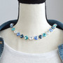 Shiny Silver | Sapphire Blues | 3/4 Length | 12mm Crystal Necklace
