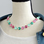 Shiny Silver | Refreshing Mint | 3/4 Length | 12mm Crystal Necklace