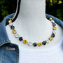 Antique Silver | Pittsburgh | 3/4 Length | 12mm Crystal Necklace