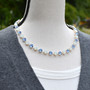 Sapphire Sparkle 8.5mm Austrian Crystal Jewelry Necklace in Shiny Silver