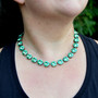 Antique Silver | Caribbean Green | 3/4 Length | 12mm Crystal Necklace