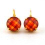 Gold | Red & Orange Plaid | 12mm Drop/Lever-back Earrings