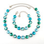 Rhodium | Teal Appeal | 3/4 Length | 12mm Crystal Necklace w/ Bracelet