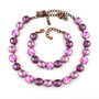 Antique Copper | Marbled Orchid | 3/4 Length | 12mm Crystal Necklace w/ Bracelet