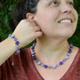 Antique Silver | Violet Vixen | 8mm/12mm Alternating Crystal Necklace & Bracelet