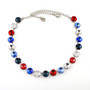 Rhodium | Stars & Stripes | 3/4 Length | 12mm Crystal Necklace